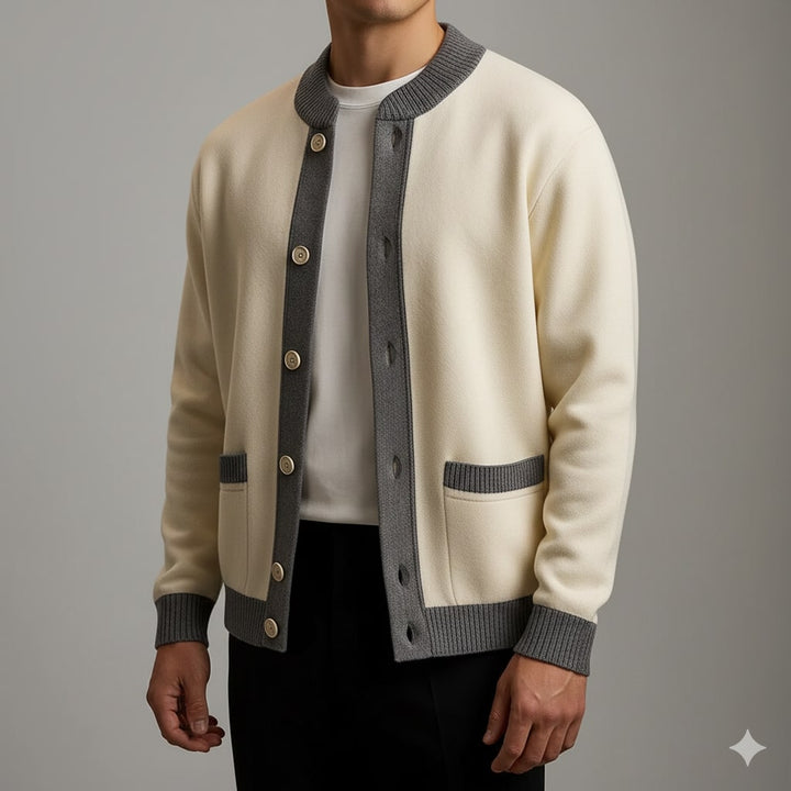 Mordecai | Men's Two-Tone Knitted Bomber Cardigan