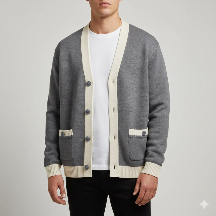 Mordecai | Men's Two-Tone Knitted Bomber Cardigan