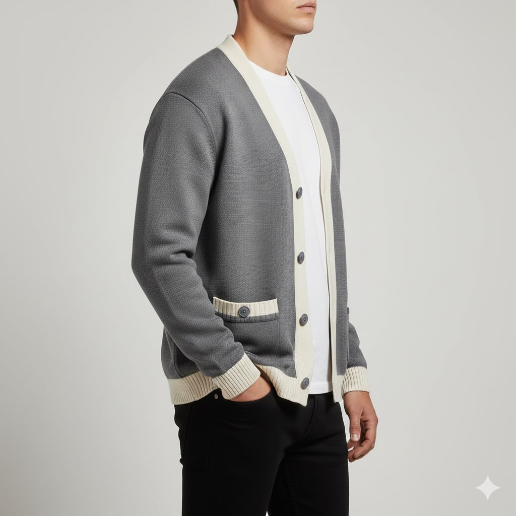 Mordecai | Men's Two-Tone Knitted Bomber Cardigan