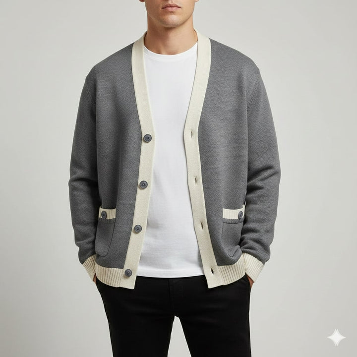Mordecai | Men's Two-Tone Knitted Bomber Cardigan