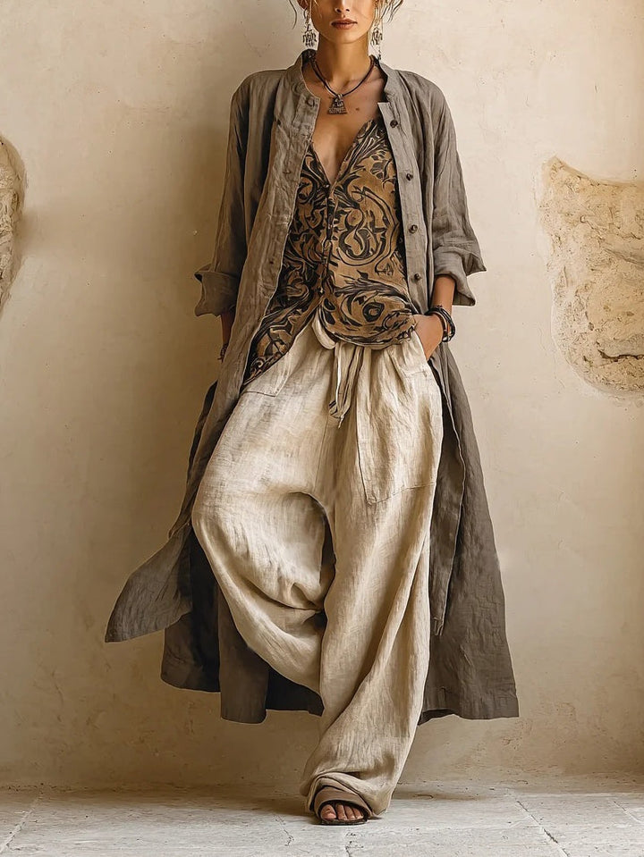 Natalie | Women's Relaxed Cotton-Linen Three-Piece Set