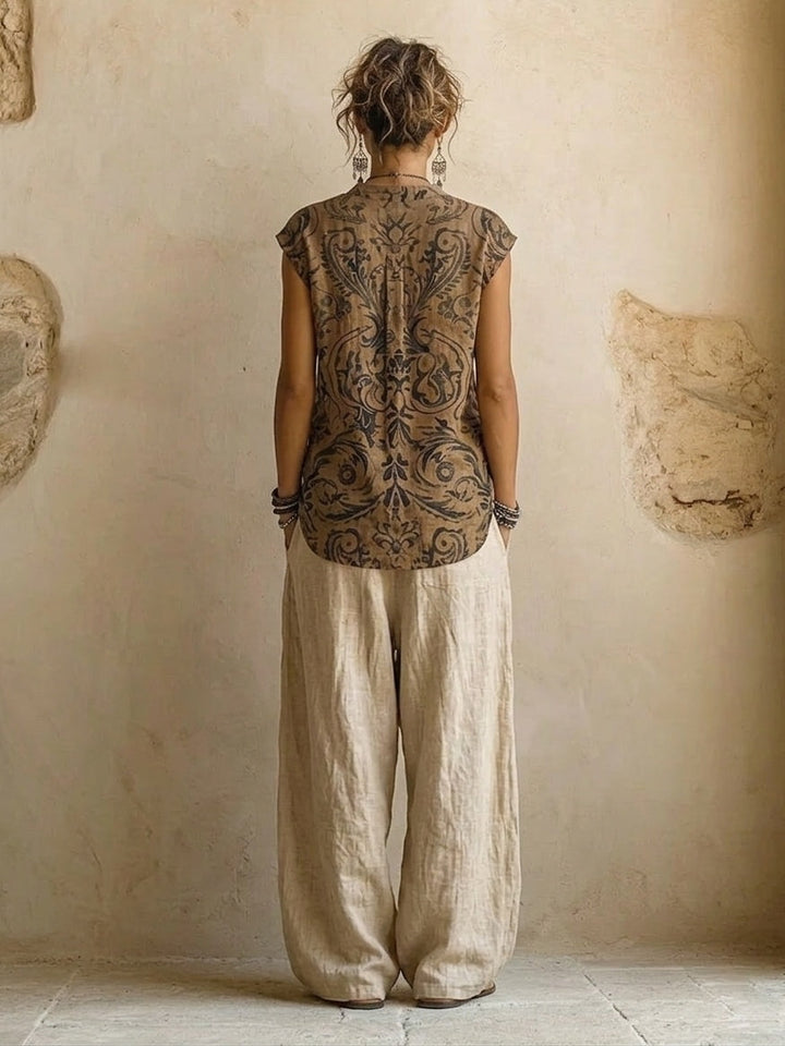 Natalie | Women's Relaxed Cotton-Linen Three-Piece Set