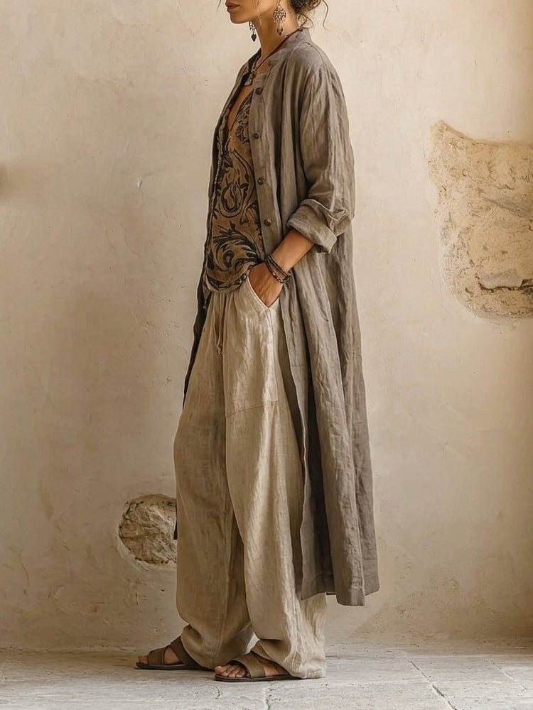 Natalie | Women's Relaxed Cotton-Linen Three-Piece Set