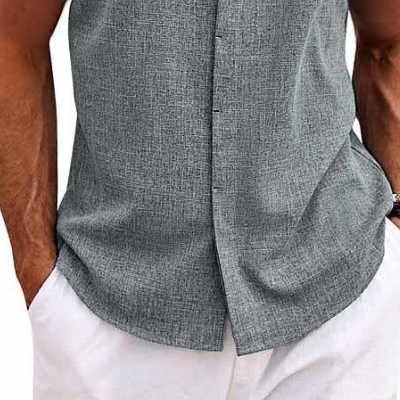 Nicolo | Men's Linen Blend Sleeveless Button-Down Shirt