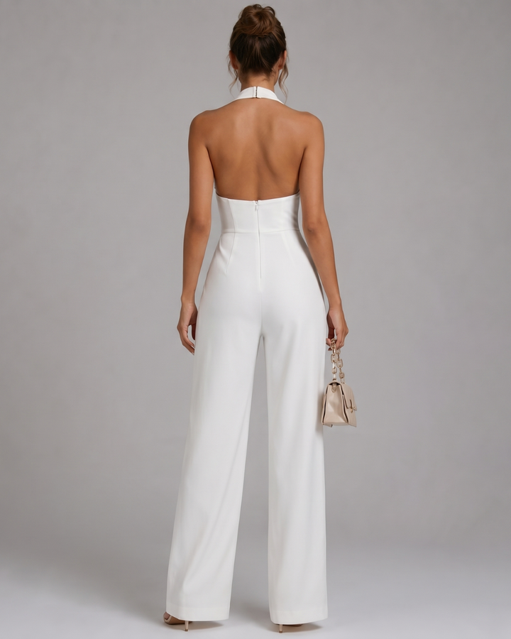 Nymera | Women's Halter Neck Wide Leg Sleeveless Jumpsuit