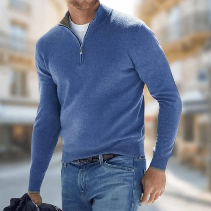 Octave | Men's Plain Quarter Zip Knit Sweater