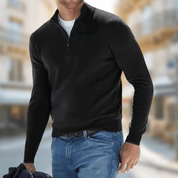 Octave | Men's Plain Quarter Zip Knit Sweater