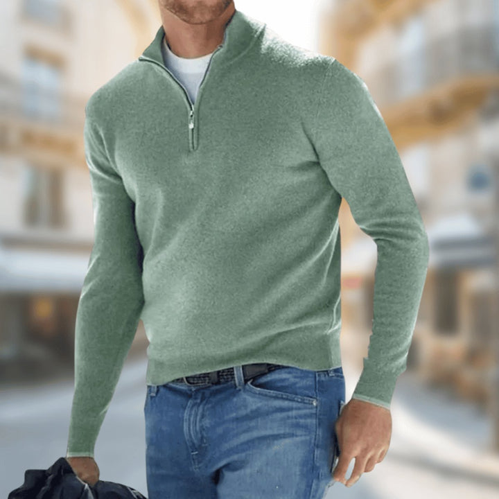 Octave | Men's Plain Quarter Zip Knit Sweater