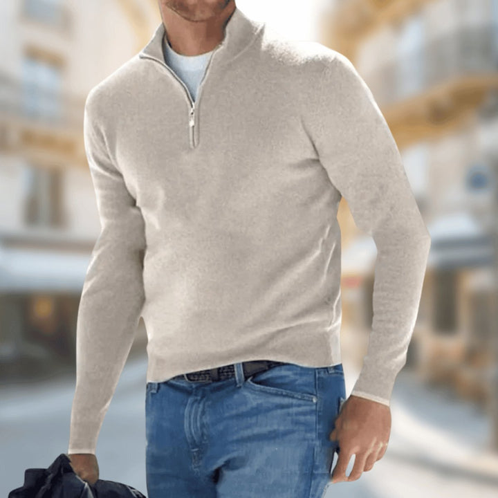 Octave | Men's Plain Quarter Zip Knit Sweater