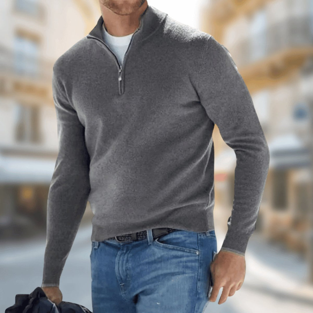 Octave | Men's Plain Quarter Zip Knit Sweater