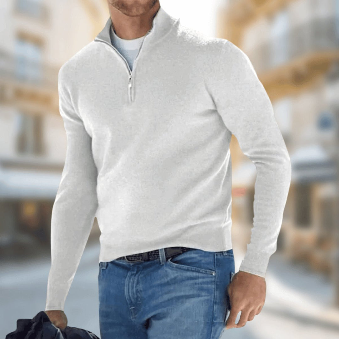 Octave | Men's Plain Quarter Zip Knit Sweater