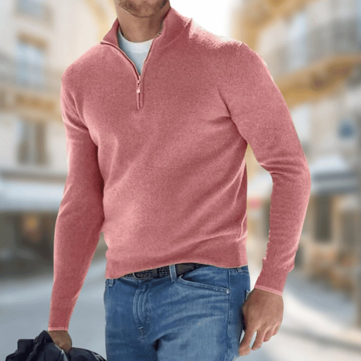 Octave | Men's Plain Quarter Zip Knit Sweater