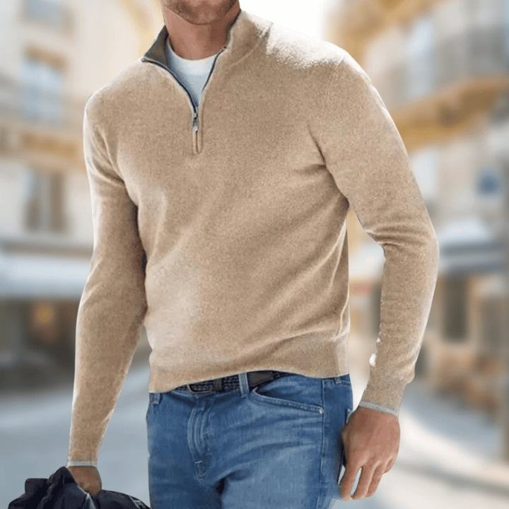 Octave | Men's Plain Quarter Zip Knit Sweater