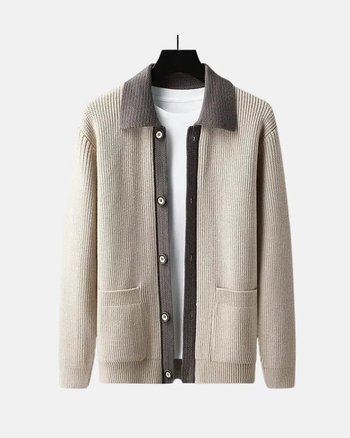 Octavien | Men's Contrast Collar Button Knit Jacket