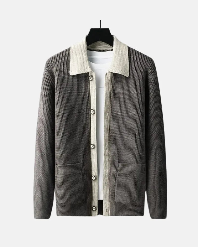 Octavien | Men's Contrast Collar Button Knit Jacket