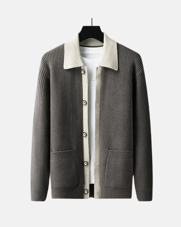Octavien | Men's Contrast Collar Button Knit Jacket