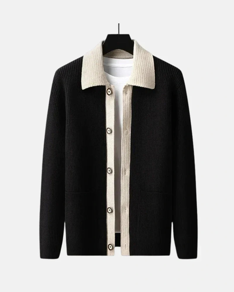 Octavien | Men's Contrast Collar Button Knit Jacket