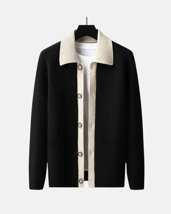Octavien | Men's Contrast Collar Button Knit Jacket