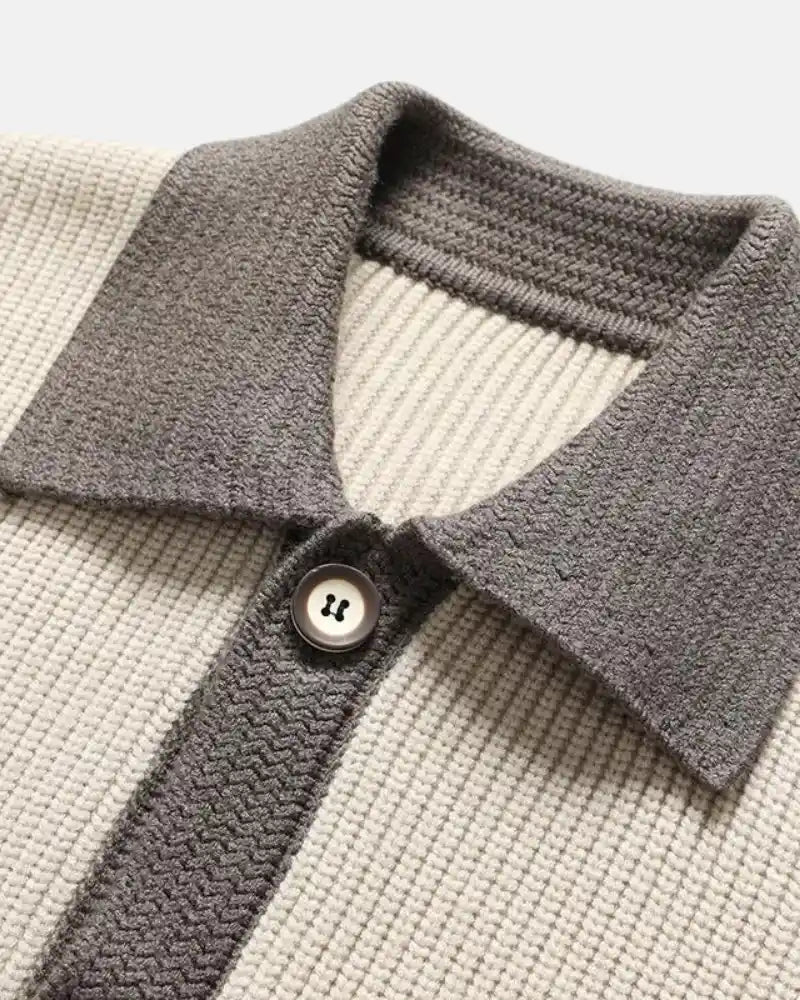 Octavien | Men's Contrast Collar Button Knit Jacket