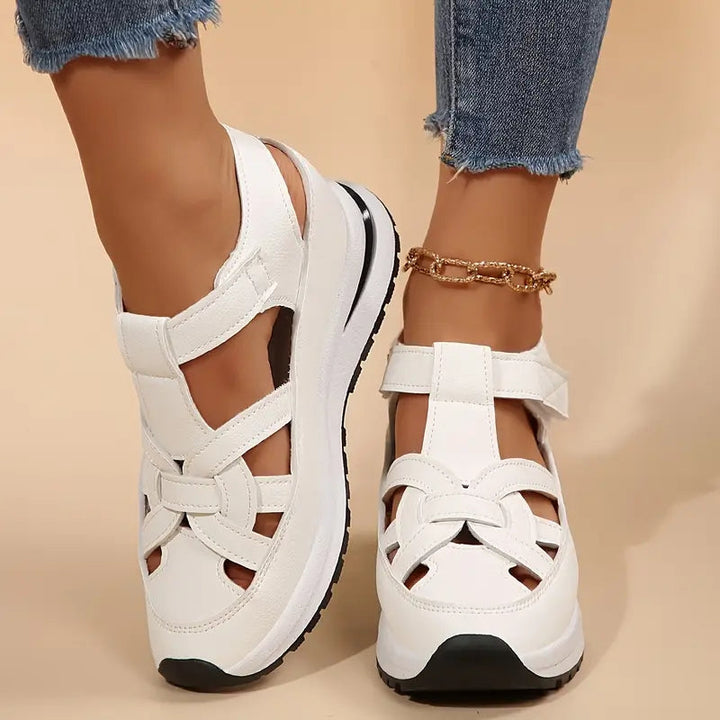 Odette | Women's Structured Wrap-Over Raised-Sole Sandals