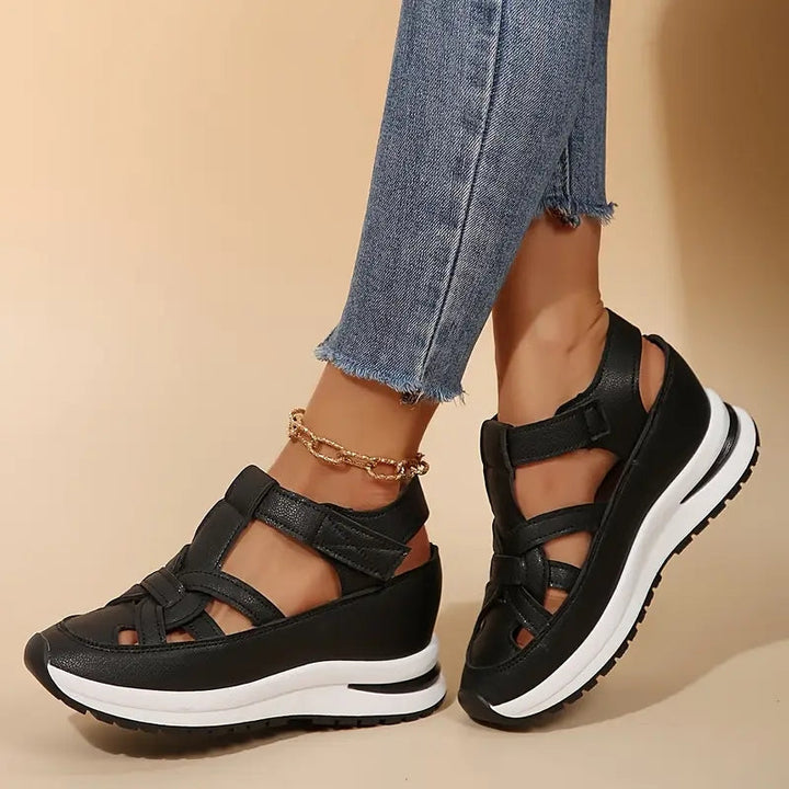 Odette | Women's Structured Wrap-Over Raised-Sole Sandals