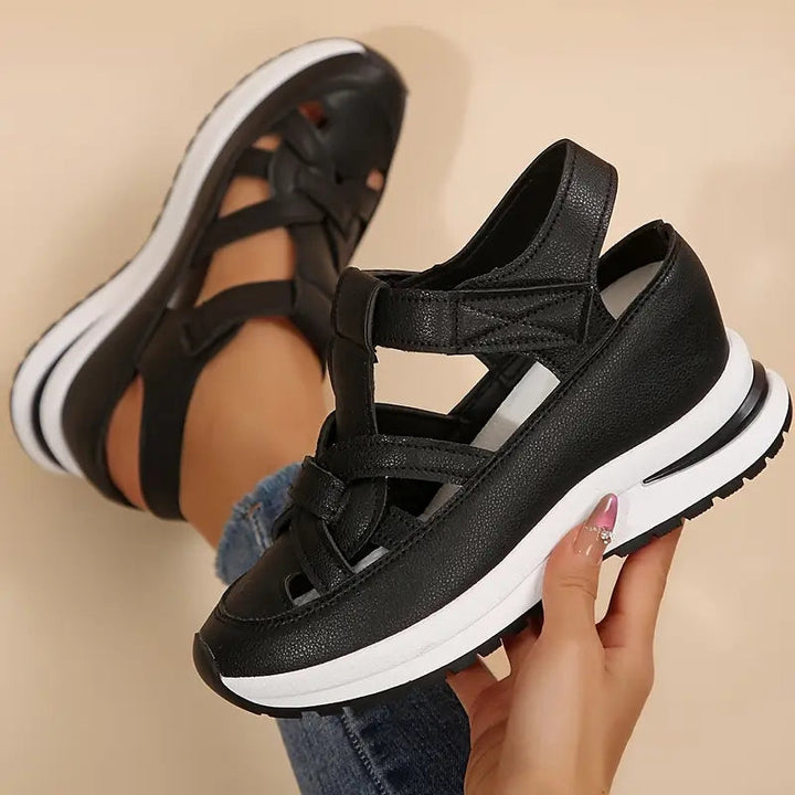 Odette | Women's Structured Wrap-Over Raised-Sole Sandals