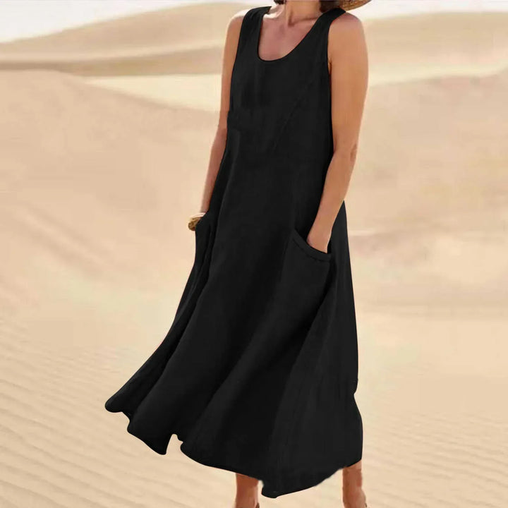 Olivia | Women's Breezy Linen Sleeveless Midi Dress