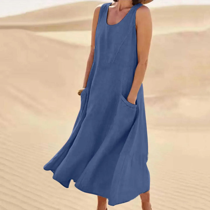 Olivia | Women's Breezy Linen Sleeveless Midi Dress
