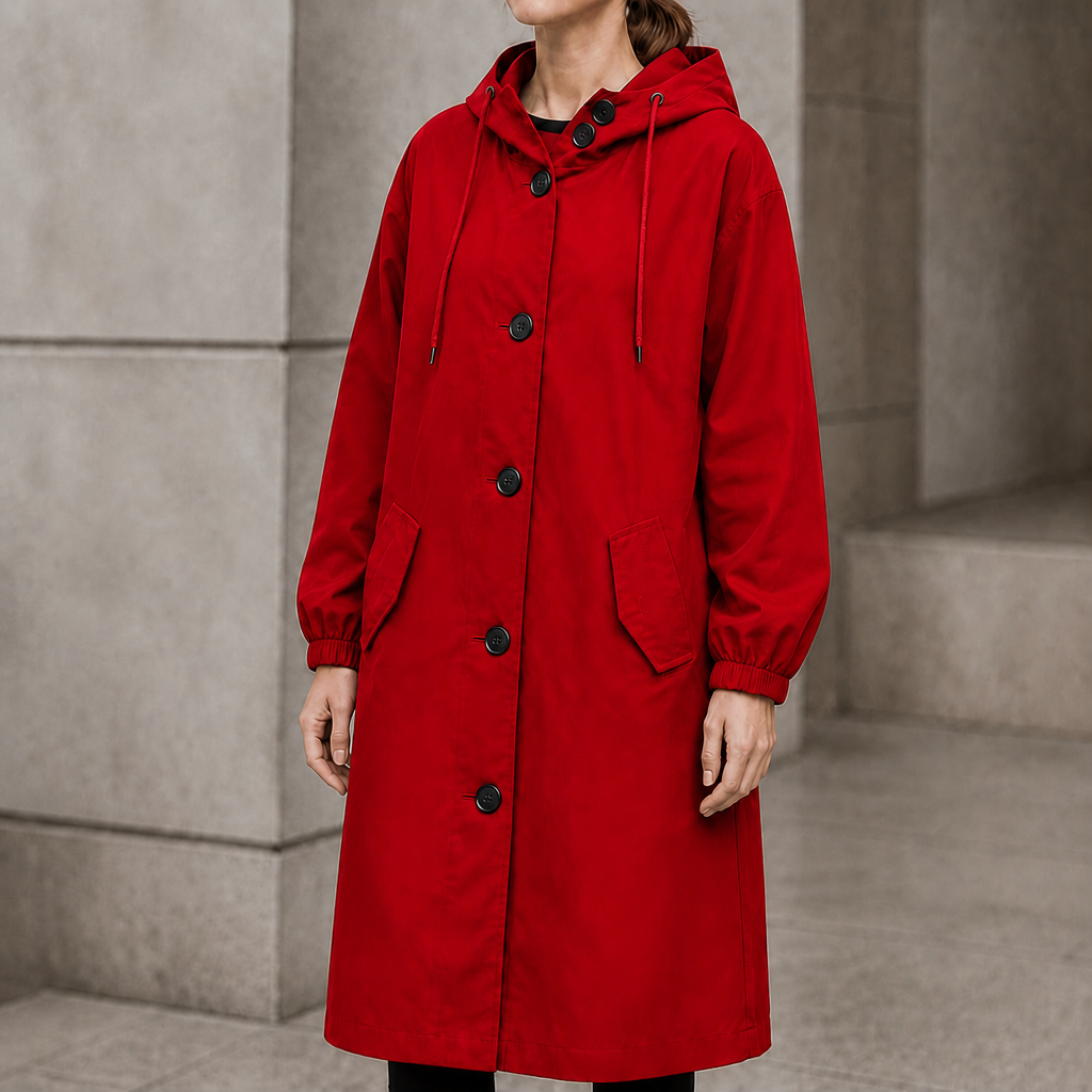 Fanny | Women's Longline Hooded Coat with Concealed Button Front
