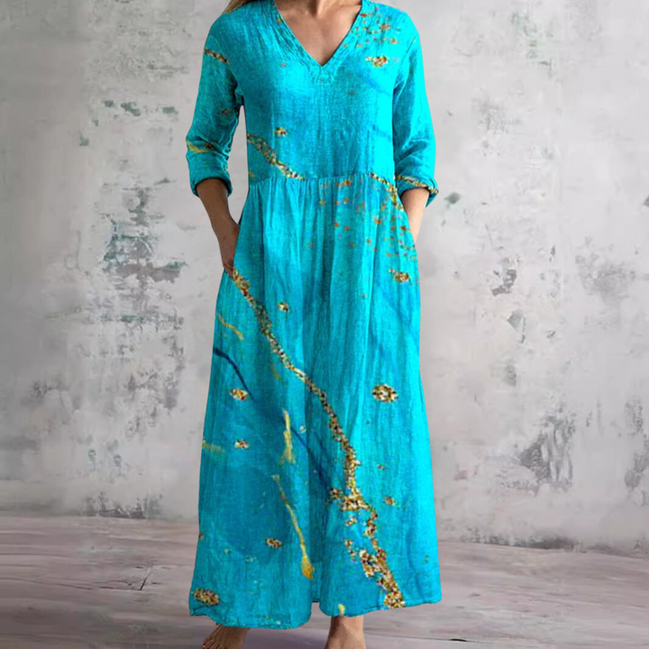 Ophelia | Women's Bohemian Floral V-Neck Maxi Dress
