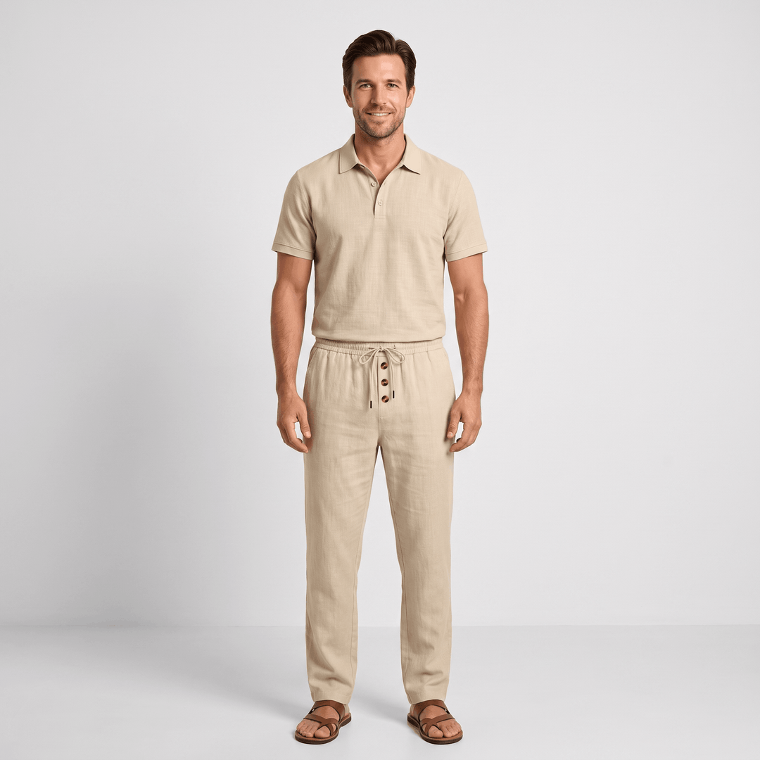 Otbert | Men's Textured Polo and Trouser Set