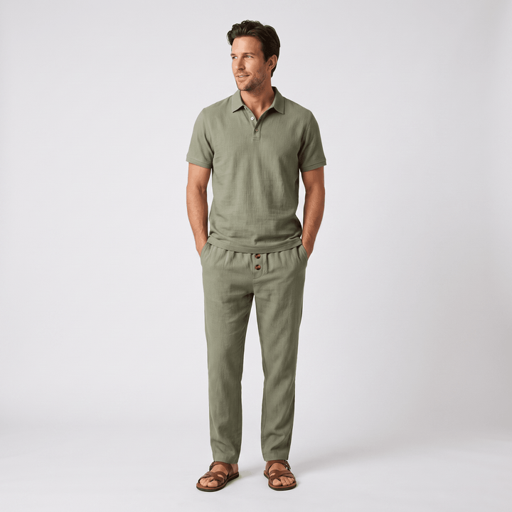 Otbert | Men's Textured Polo and Trouser Set