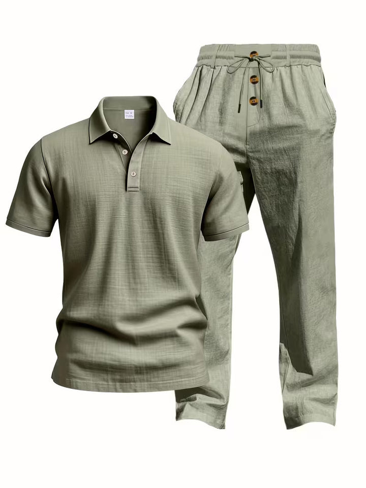 Otbert | Men's Textured Polo and Trouser Set