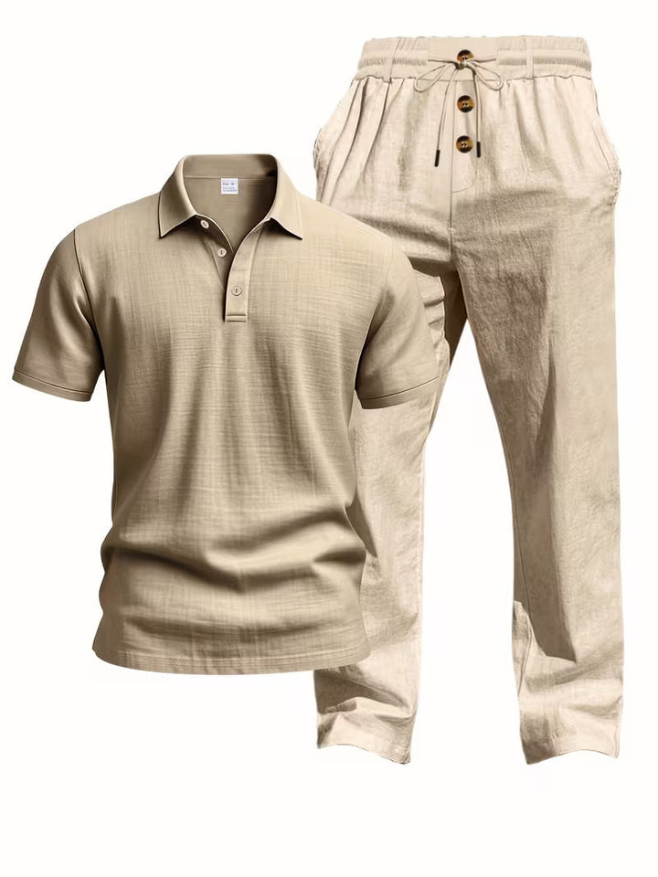 Otbert | Men's Textured Polo and Trouser Set