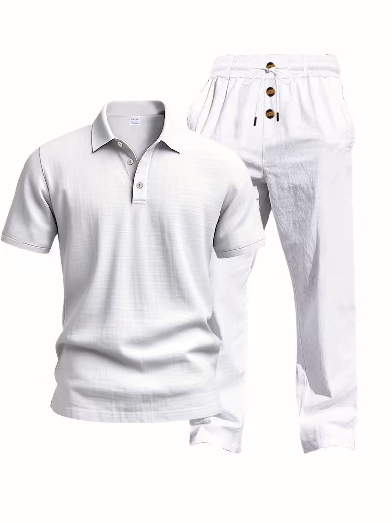 Otbert | Men's Textured Polo and Trouser Set