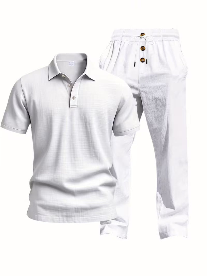 Otbert | Men's Textured Polo and Trouser Set