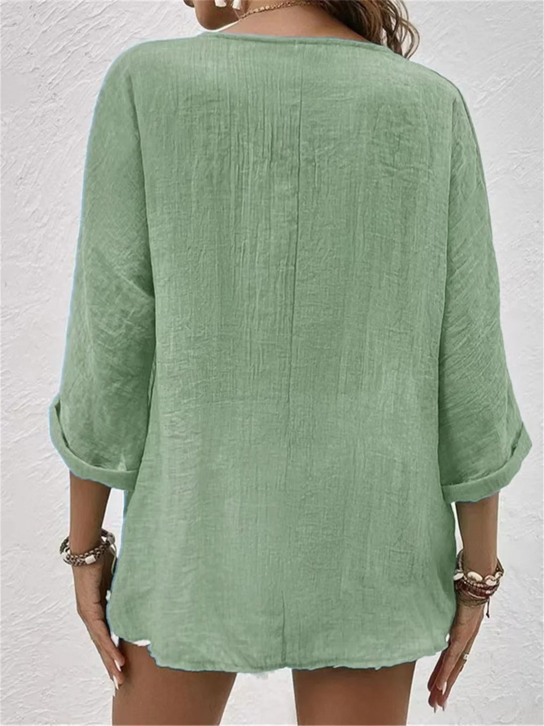 Ottilie | Women's Casual Cotton V-Neck Button-Front Blouse