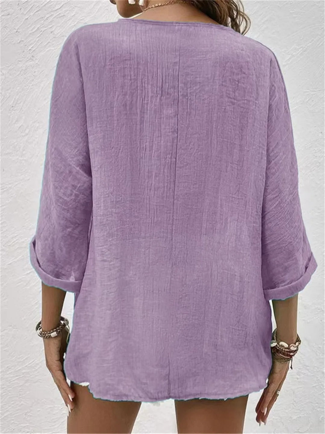 Ottilie | Women's Casual Cotton V-Neck Button-Front Blouse