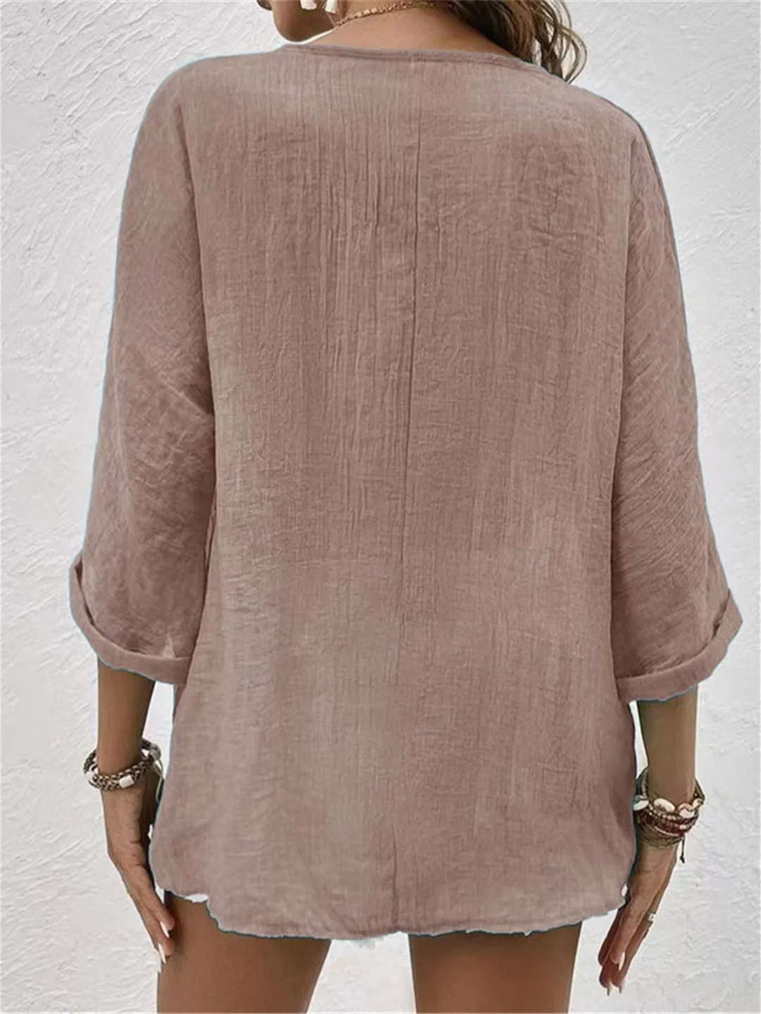 Ottilie | Women's Casual Cotton V-Neck Button-Front Blouse