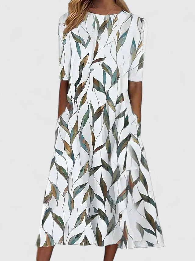 Ottilie | Women's Floral Round-Neck Sophisticated Midi Dress