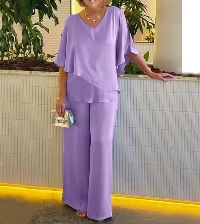 Ottilie | Women's Flowing Top Wide Leg Trouser Two-Piece Set