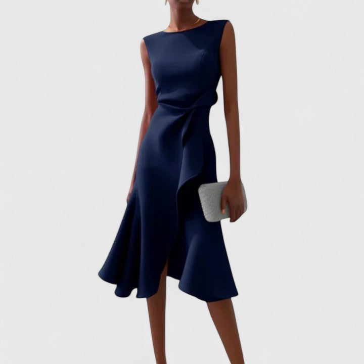 Ottoline | Women's Asymmetrical Draped Lightweight Midi Dress