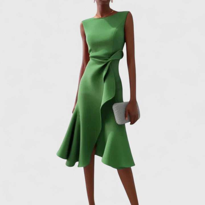 Ottoline | Women's Asymmetrical Draped Lightweight Midi Dress