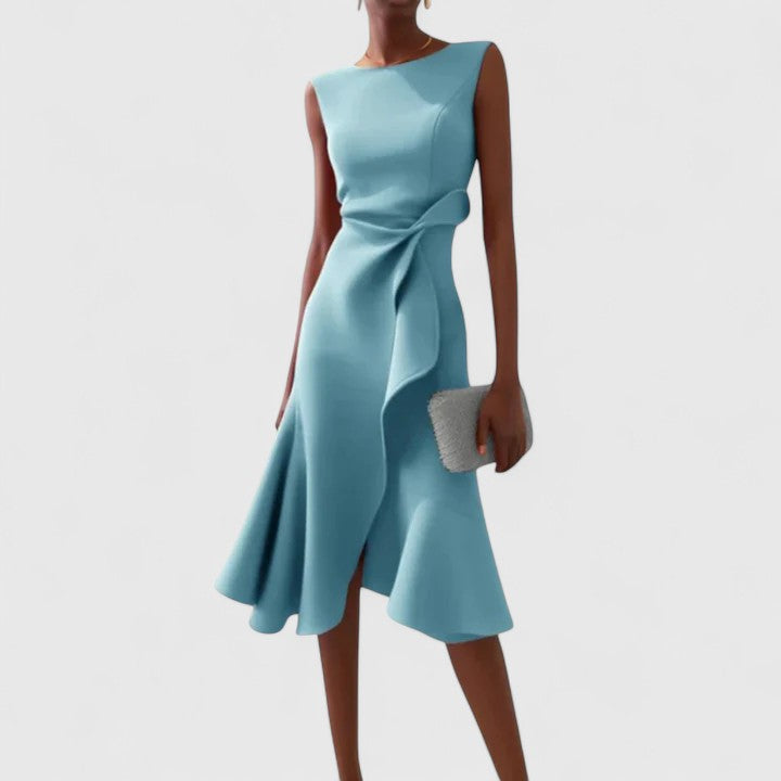 Ottoline | Women's Asymmetrical Draped Lightweight Midi Dress