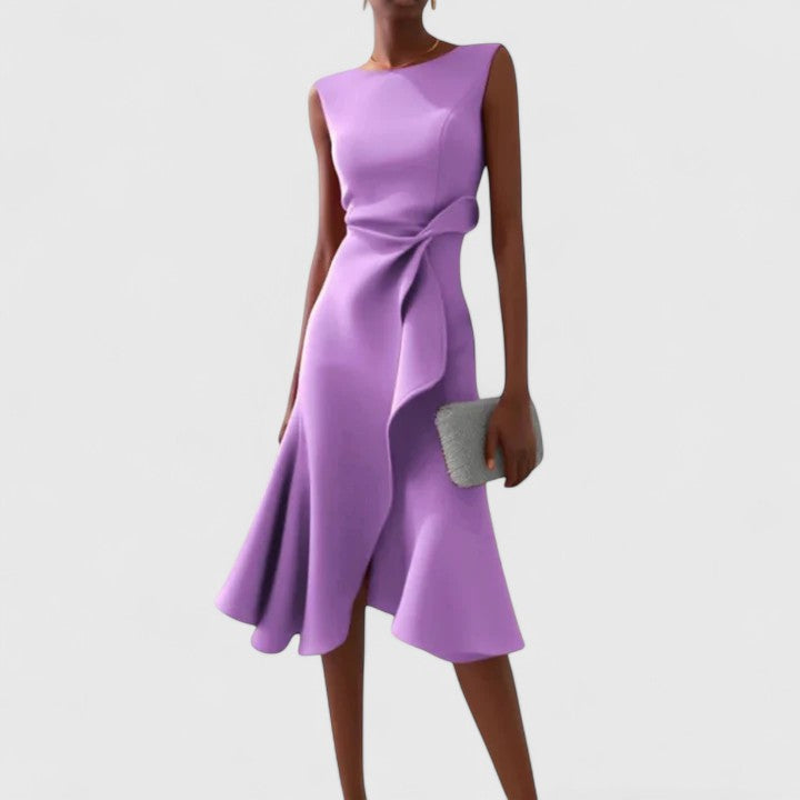 Ottoline | Women's Asymmetrical Draped Lightweight Midi Dress