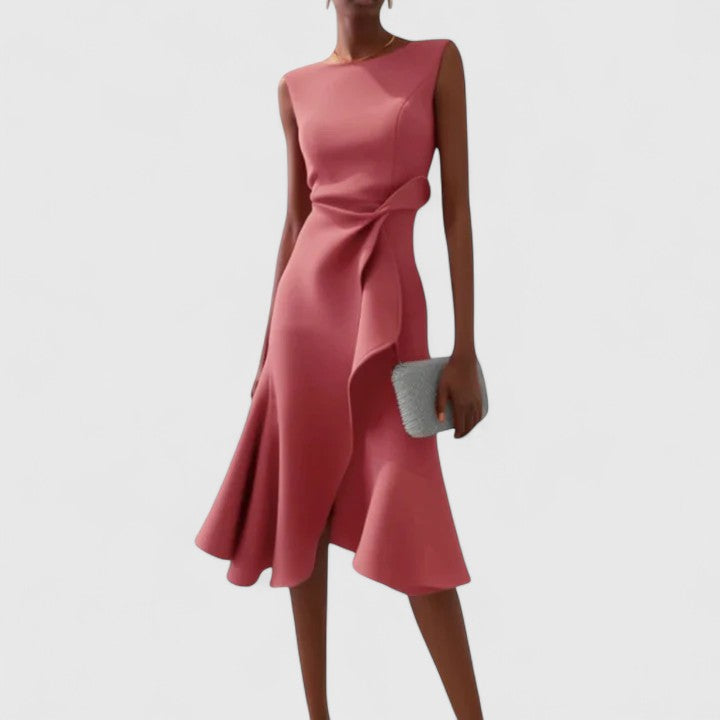 Ottoline | Women's Asymmetrical Draped Lightweight Midi Dress