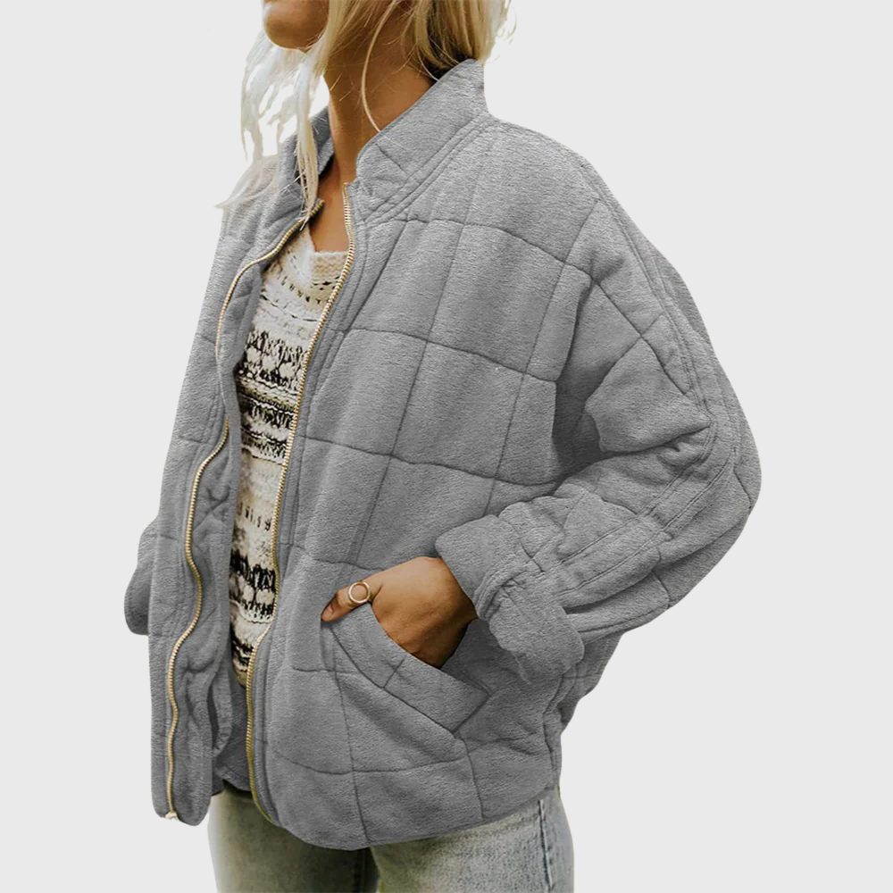 Nadege | Women's Quilted Oversized Bomber Jacket with Zip Front