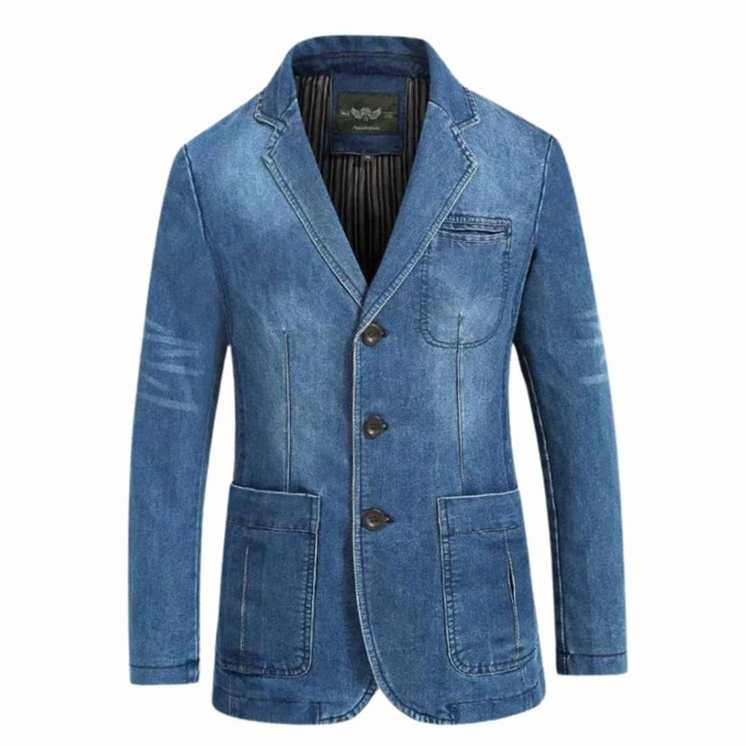 Ozias | Men's Washed Indigo Three-Button Blazer