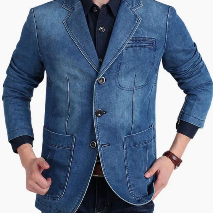 Ozias | Men's Washed Indigo Three-Button Blazer