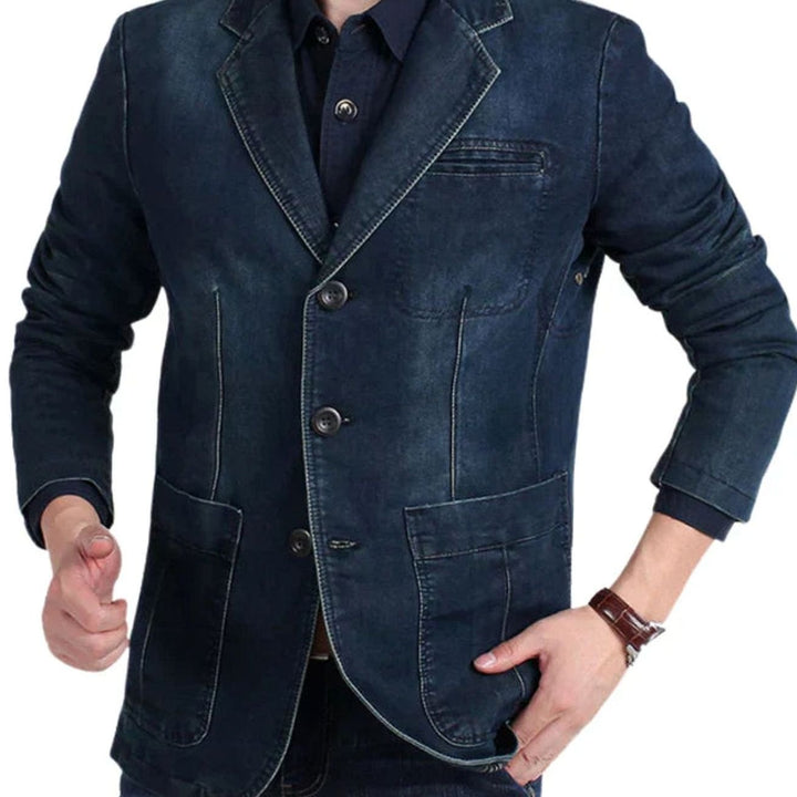 Ozias | Men's Washed Indigo Three-Button Blazer